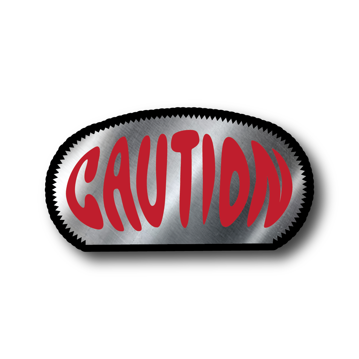 "Caution" Metallic Sticker